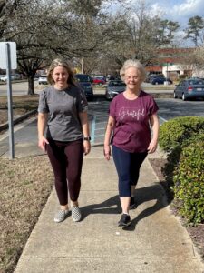 two women walking